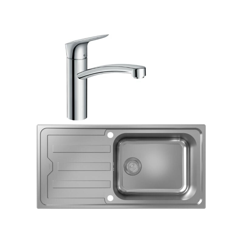 Hansgrohe - Evier 1 bac S44 inox + robinet de cuisine Logis M31 160 chromé