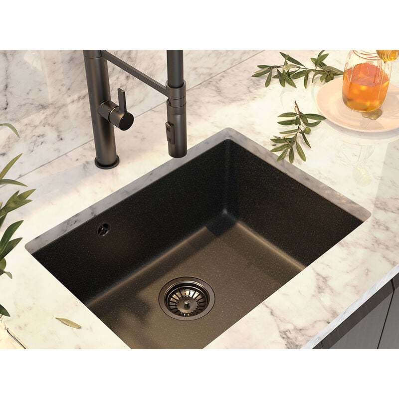 Granitan - vier 1 bac suspendu (sous plan) en granit manado 50