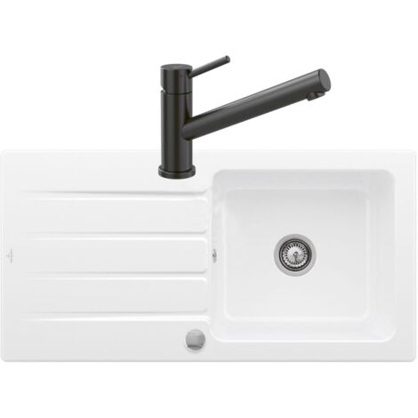 Evier 1 bac VILLEROY ET BOCH Architectura 60 vidage auto + Robinet de cuisine Como Anthracite