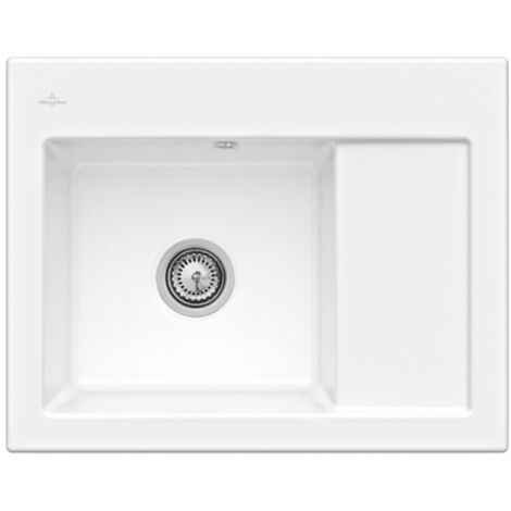 Evier 1 bac VILLEROY ET BOCH Subway 45 Compact 65 x 51 cm egouttoir a droite Blanc CeramicPlus