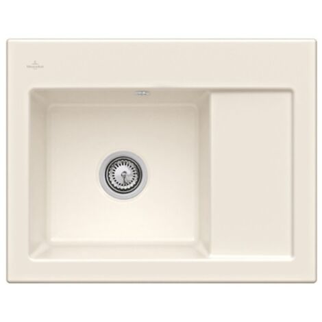 Evier 1 bac VILLEROY ET BOCH Subway 45 Compact 65 x 51 cm egouttoir a droite Creme CeramicPlus