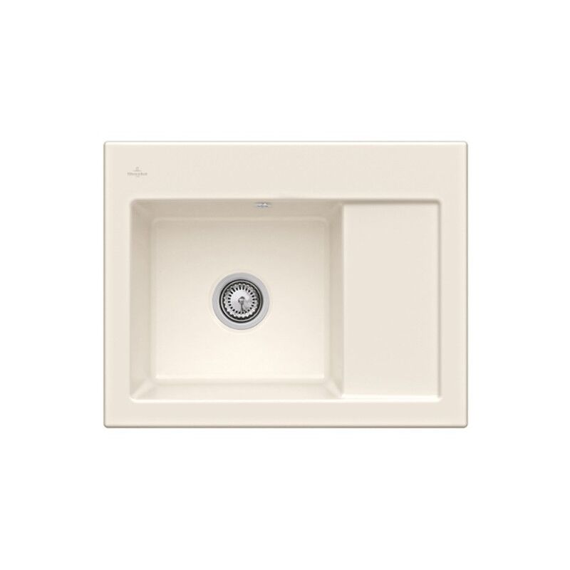 Villeroy&boch - Evier 1 bac villeroy et boch Subway 45 Compact 65 x 51 cm egouttoir a droite Creme CeramicPlus avec vidage manuel