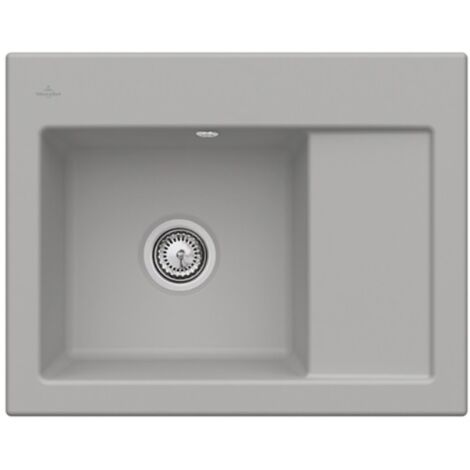 Evier 1 bac VILLEROY ET BOCH Subway 45 Compact 65 x 51 cm egouttoir a droite Fossile CeramicPlus