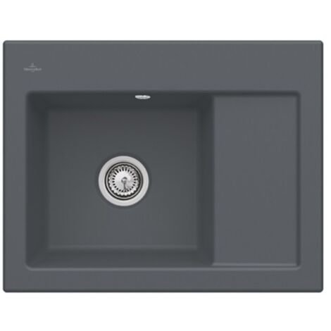 Evier 1 bac VILLEROY ET BOCH Subway 45 Compact 65 x 51 cm egouttoir a droite Graphite CeramicPlus