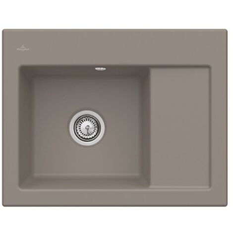 Evier 1 bac VILLEROY ET BOCH Subway 45 Compact 65 x 51 cm egouttoir a droite Timber CeramicPlus