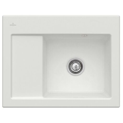 Evier 1 bac VILLEROY ET BOCH Subway 45 Compact 65 x 51 cm egouttoir a gauche Steam CeramicPlus avec vidage manuel