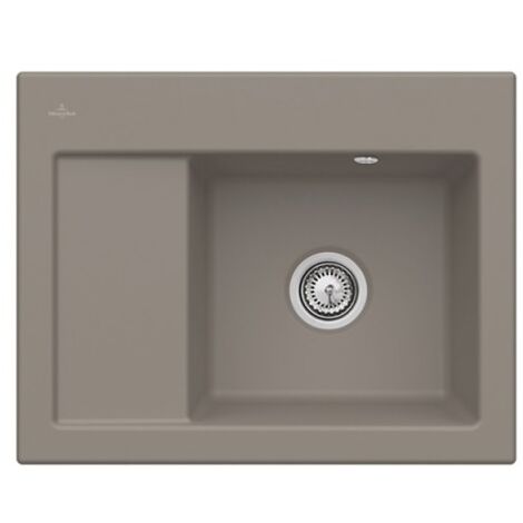 Evier 1 bac VILLEROY ET BOCH Subway 45 Compact 65 x 51 cm egouttoir a gauche Timber CeramicPlus avec vidage manuel