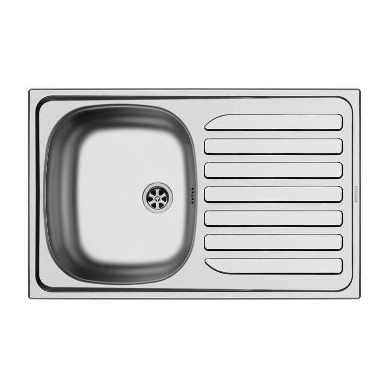 NORD INOX Evier cuisine a encastrer 1 cuve + 1 egouttoir - Inox - 75,5 x 48 x 15 cm