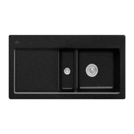 Evier 1 cuve et demi VILLEROY ET BOCH Subway 60 100 x 51 cm egouttoir a gauche Chromite CeramicPlus