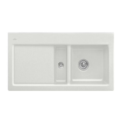 Evier 1 cuve et demi VILLEROY ET BOCH Subway 60 100 x 51 cm egouttoir a gauche Steam CeramicPlus