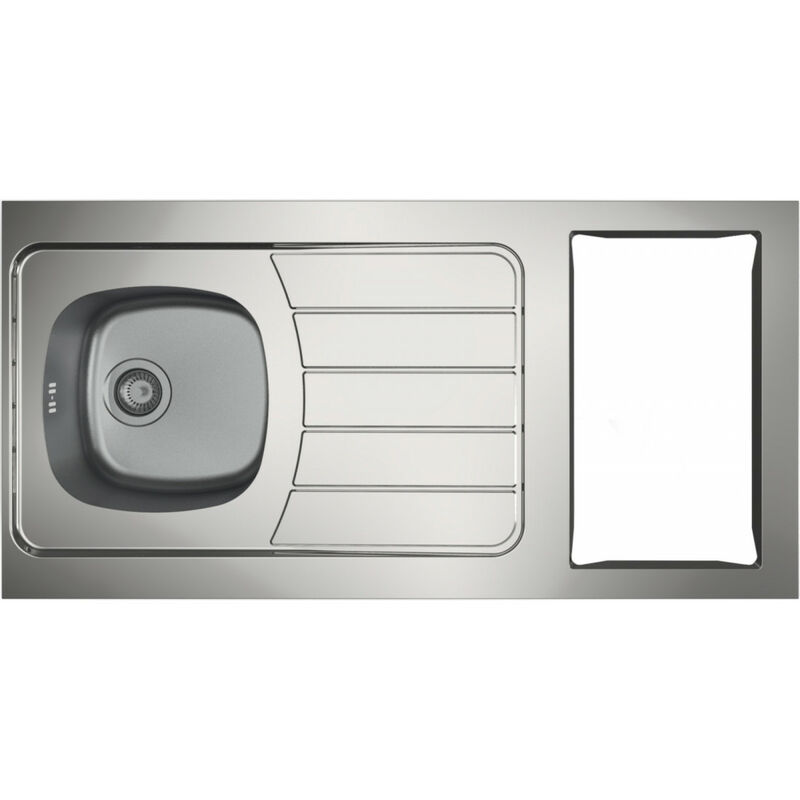 Evier Recouvrement Iseo inox 1 cuve 1 égouttoir - Avec découpe domino 100x60 Moderna