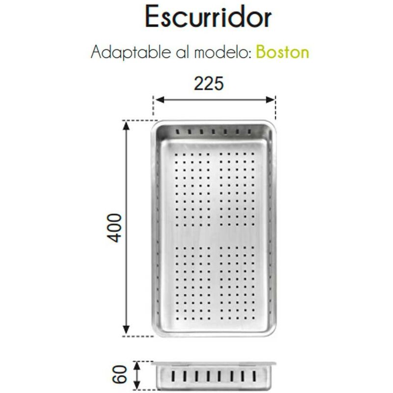 Gresinex - gouttoir pour évier 22,5 x 40 - Acier inoxydable