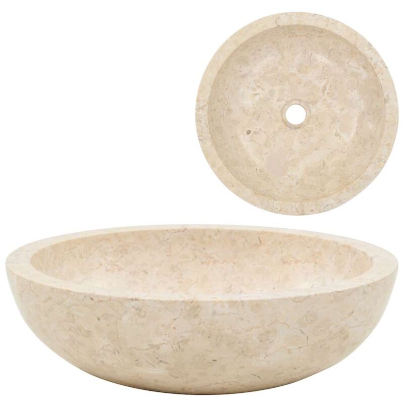 vidaXL Évier 40 x 12 cm Marbre Crème