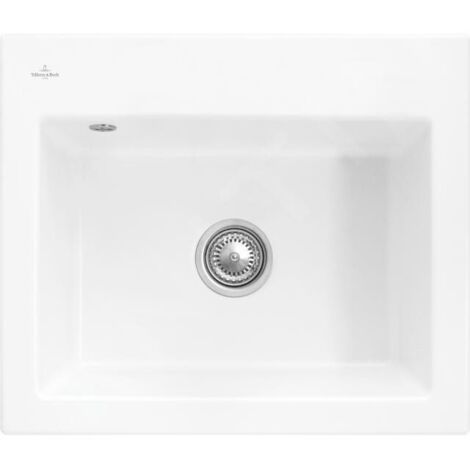 Evier 60 x 51cm sans egouttoir VILLEROY ET BOCH Subway 60 S Stone White CeramicPlus vidage manuel