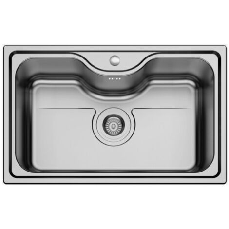 Évier à encastrer 1 bac en acier inoxydable satiné BACHACHE 80x50 cm avec bonde et siphon