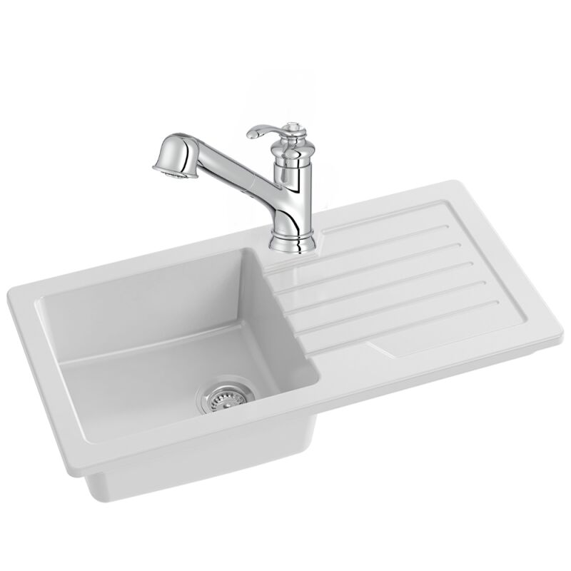 Jacob Delafon - Evier à encastrer 1 bac Gaspard + robinet cuisine Fairfaix avec douchette