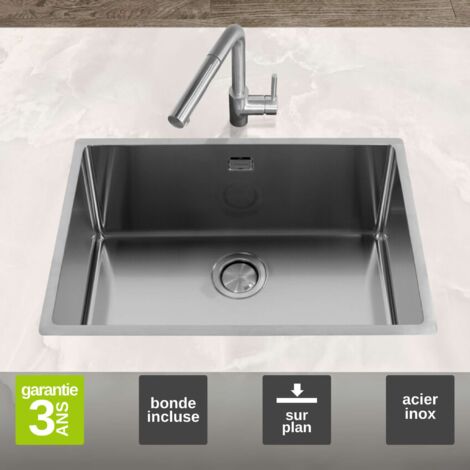 Évier à encastrer 1 Cuve 60x40x20cm R10mm - Acier inox 18/10 -  Ampla FRÉCAN