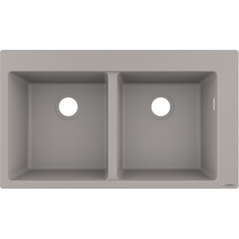 Evier à encastrer 2 bacs HANSGROHE S51 sans vidage gris béton
