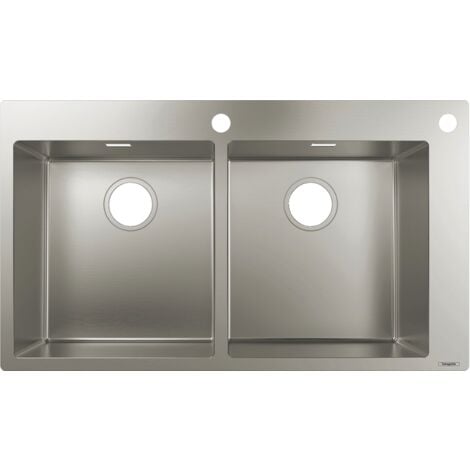Siphon double pour éviers de cuisine Mizzo - Compact et multifonctionnel -  connection horizontale ou verticale - pour évier 2 bacs ou 1.5 bac