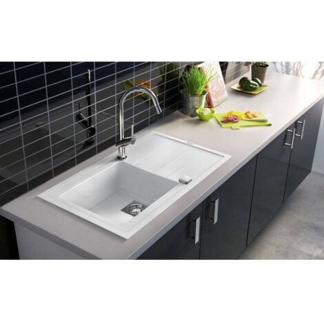 CAREA - Évier à encastrer ARCOS 1 cuve - Couleur - Blanc BLA - Blanc BLA