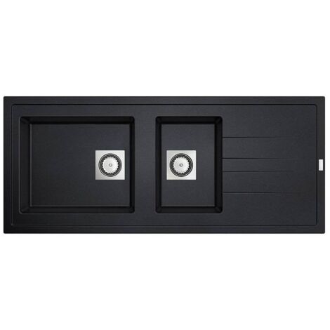 CAREA - Évier Granit ARCOS 2 cuves - Couleur - Noir - Noir