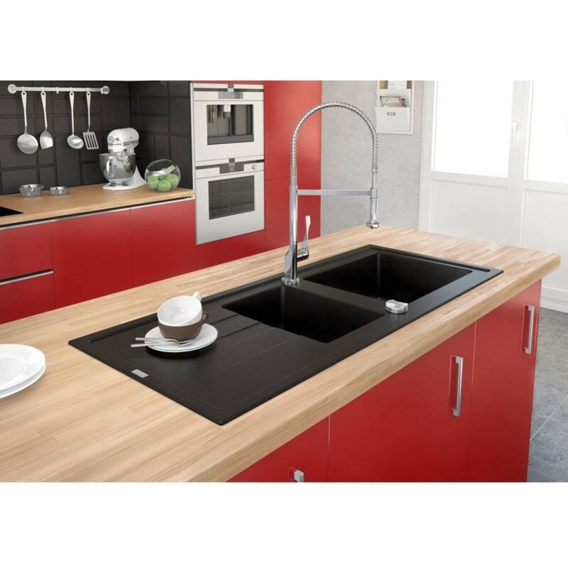 Carea Cuisine&bain - CAREA - Évier à encastrer ARCOS 2 cuves - Couleur - Noir - Noir