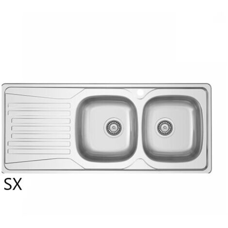 Évier à encastrer en inox LS01 116x50 cm avec égouttoir à gauche
