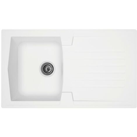 Evier à encastrer en résine Arena Blanc Longueur 86 cm 1 cuve - Moderna