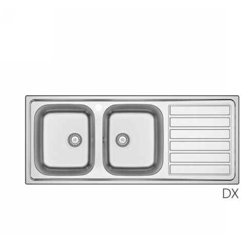 Évier à encastrer inox 120x50 cm avec égouttoir à droite