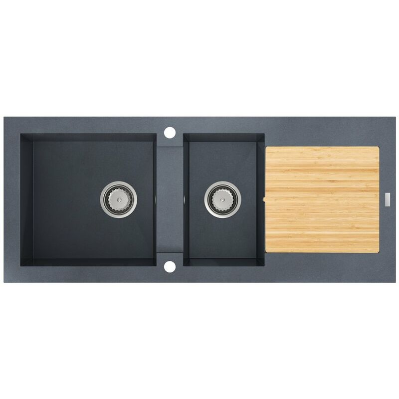 Carea Cuisine&bain - carea - Évier à encastrer multifonction katla 2 bacs Gris béton