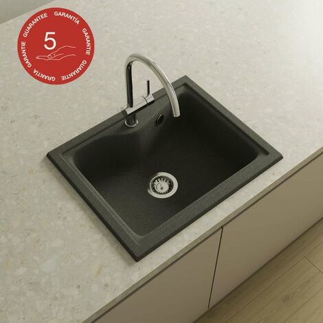 Evier à encastrer POALGI - CITY 320 - Granit - Noir Basalt - 62 cm - 1 bac