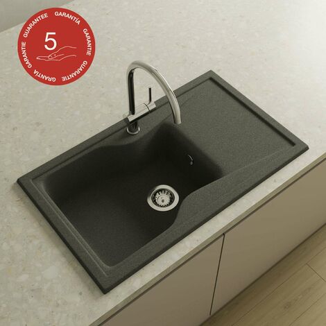 Evier à encastrer POALGI - CITY 321 - Granit - Noir Basalt - 86 cm - 1 bac