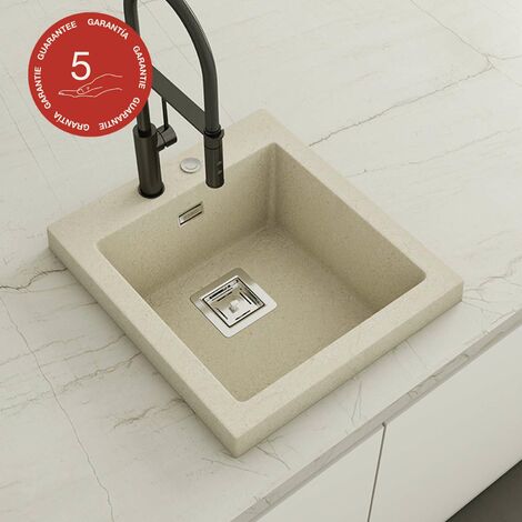 Evier à encastrer POALGI, KOBUS 811, Granit, Beige Pumice, 47 cm, 1 bac