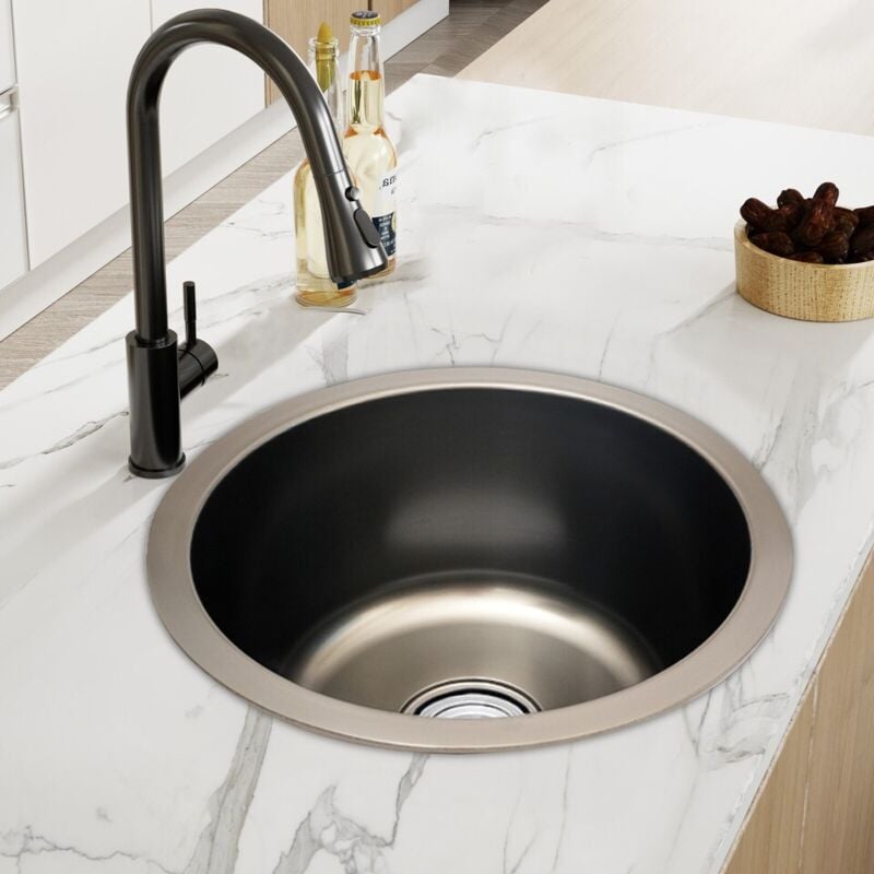 Senderpick - Evier à encastrer rond en acier inoxydable pour lave-mains et lavabo 363615cm