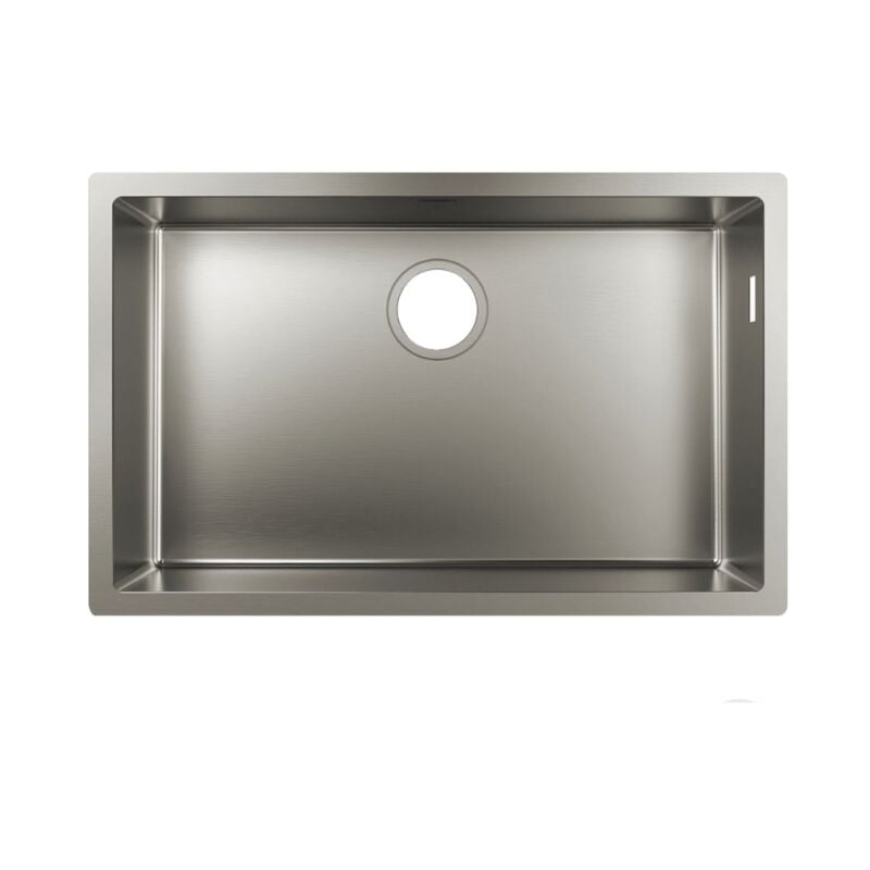 Evier à encastrer sous plan 1 bac Hansgrohe S71 660 avec vidage manuel inox