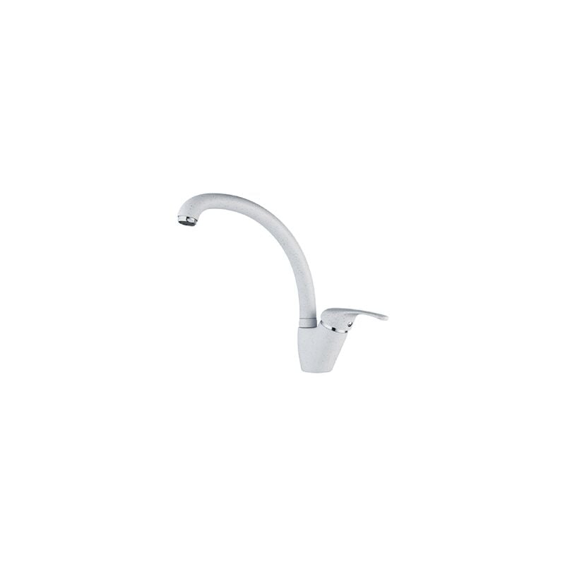 Mitigeur d'e'vier monotrou avec bec haut orientable Mod. Corps Livorno en laiton granite' blanc avec robinet de cuisine a' cartouche 40 mm Granito