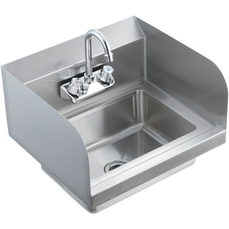 Évier à main commercial Mophorn 17x12,8 pouces avec robinet, lavabo en acier inoxydable NSF pour restaurant, cuisine, bar, garage, maison