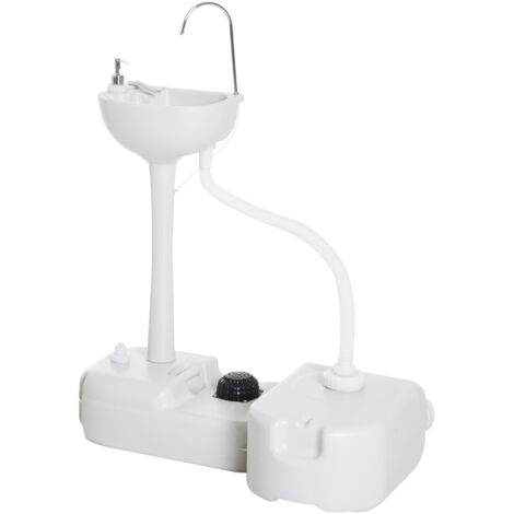 Évier à Main Portable Station de Lavage Camping Jardin Extérieur Voyager avec Réservoir d'Eau 17L Pompe à Pied 83 x 50 x 103 cm Gris