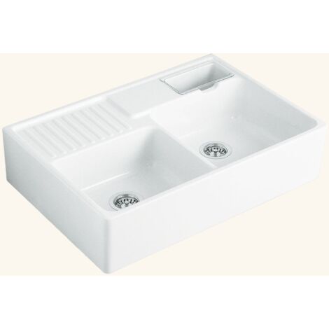 Evier à poser céramique blanc Villeroy & Boch TRADITION 2 bacs 1/2