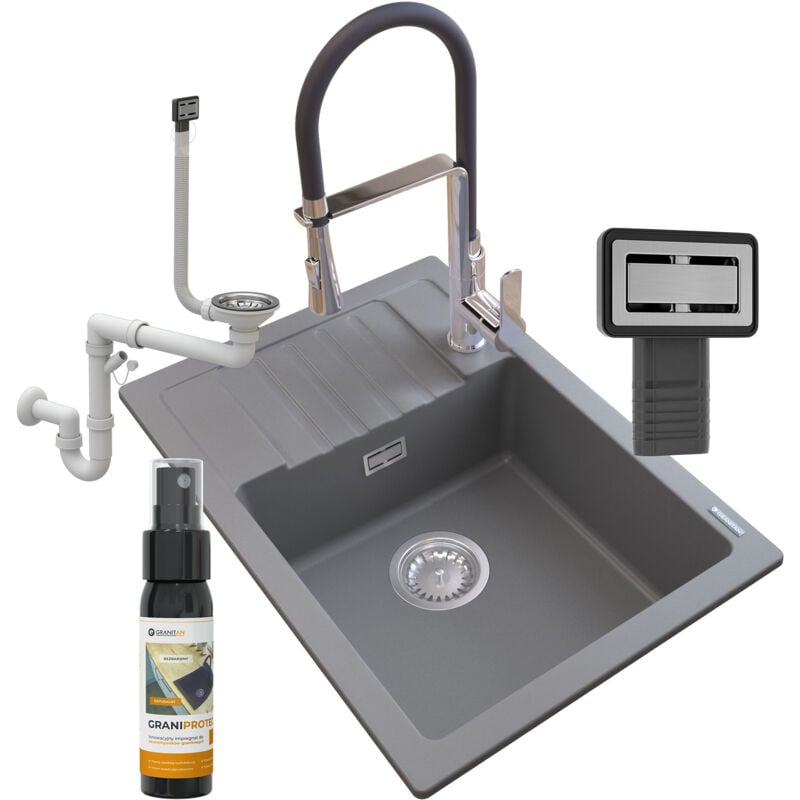 Granitan - vier argos gris granit + mitigeur vegas + siphon