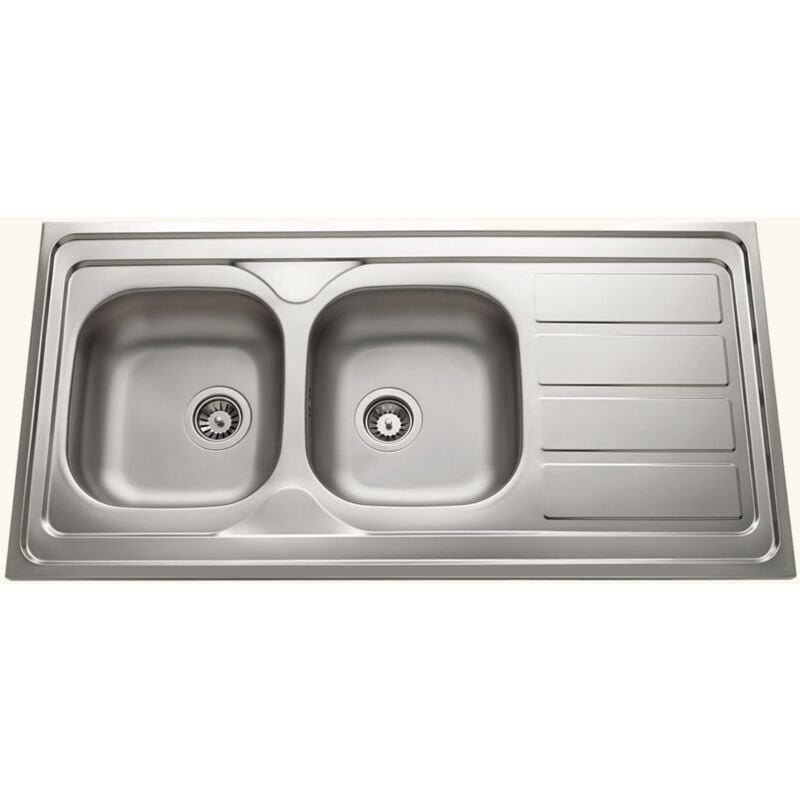 Cuisissimo - vier bandeau à poser inox nino 2 bacs 1 égouttoir - 120 cm