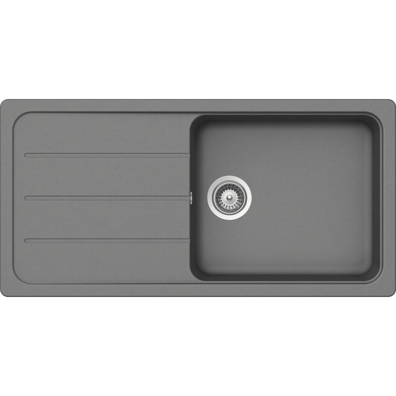 Evier berlin - 1 grand bac et 1 égouttoir - Décor : Gris alu métallisé - schock