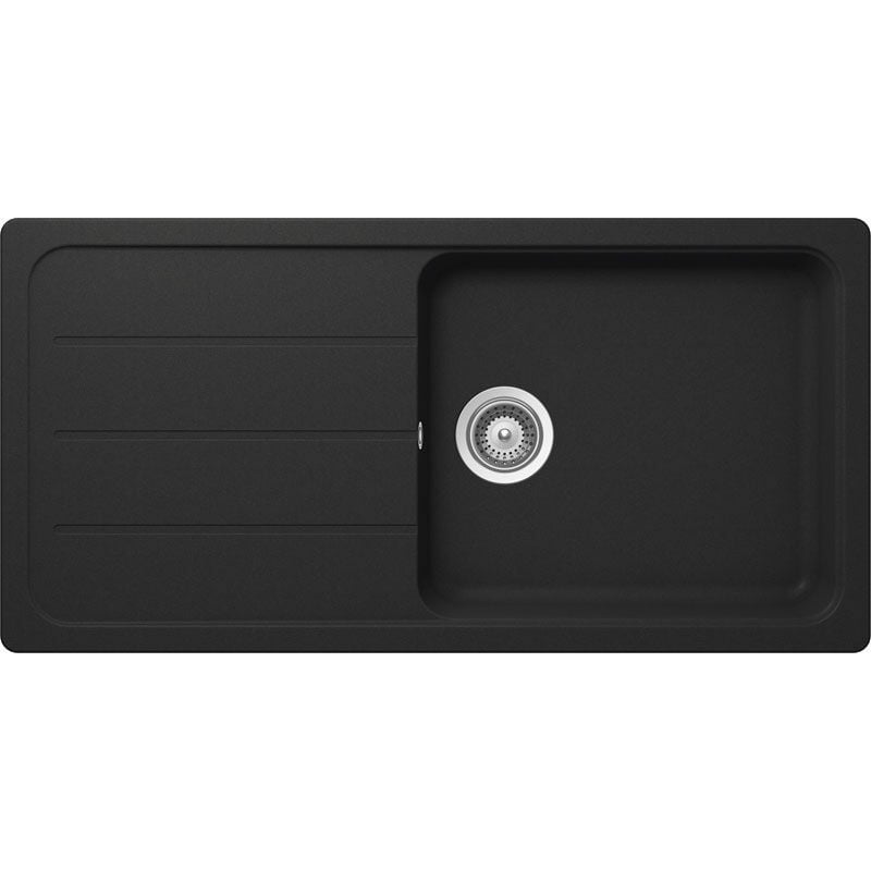 JS - Evier berlin - 1 grand bac et 1 égouttoir - Décor : Noir métallisé - schock
