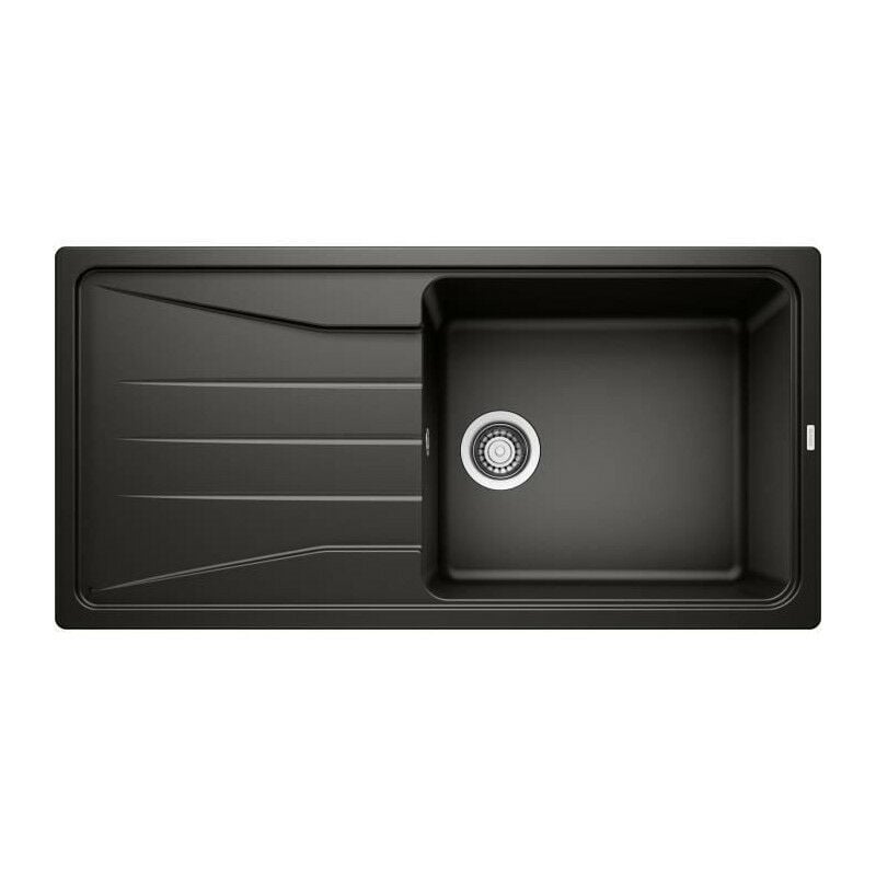 Blanco - evier cuisine SilgranitC noir 100 x 50 cm, a encastrer, 1 cuve egouttoir reversible sona xl 6S, vidage manu, siphon