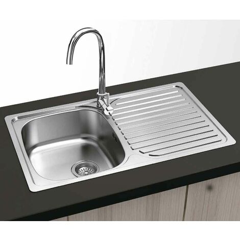 Évier carré encastrable 80x44 – 1 cuve et égouttoir – Acier inoxydable AISI 304 – Installation facile et nettoyage rapide – Gresinex