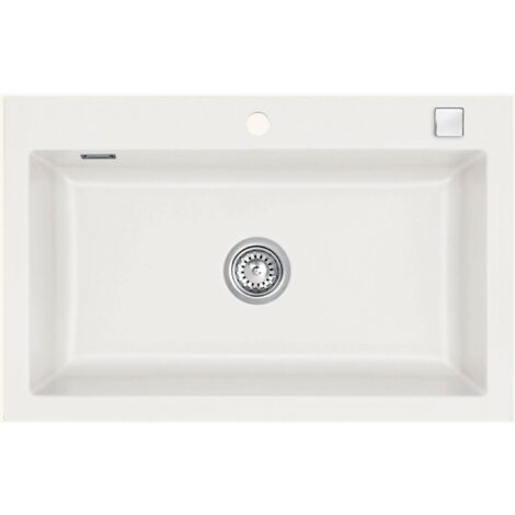 Évier céramique blanc brillant Systemceram MERA 1 bac 800x510 mm