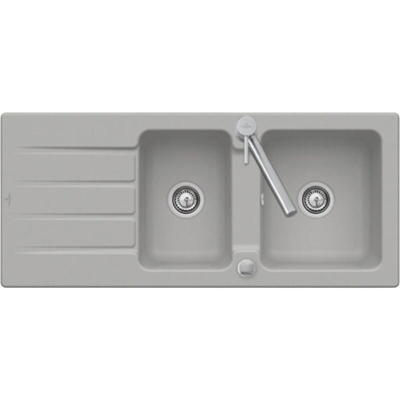 Villeroy&boch - Evier céramique gris fossil architectura 2 bacs 1 égouttoir