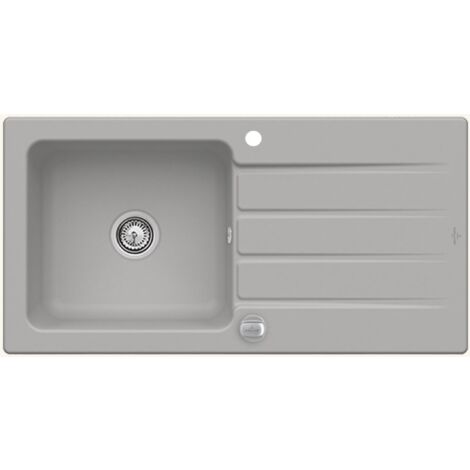 Evier céramique gris fossil Villeroy & Boch ARCHITECTURA 1 grand bac 1 égouttoir