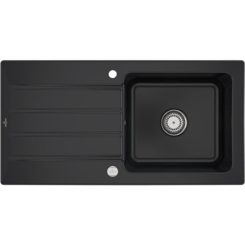 Villeroy&boch - Evier céramique architectura noir mat 1 grand bac 1 égouttoir