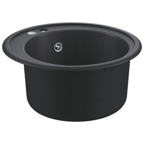 Evier composite - GROHE - K200 - 1 bac - A encastrer - Noir - Rond
